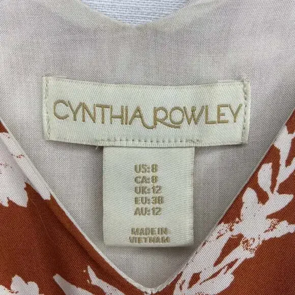 Cynthia Rowley Orange & White Floral Tied Waist Maxi Dress - Picture 3 of 12